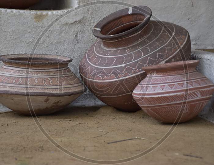 Earthen Pot Or Clay Pot Or Matka Or Matki Used In Indian Subcontinent As A Water Cooler