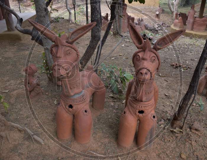 Bhopal, Madhya Pradesh/India : January 15, 2020 - Tribal Earthen Handicraft At Manav Sangrahalaya, Bhopal