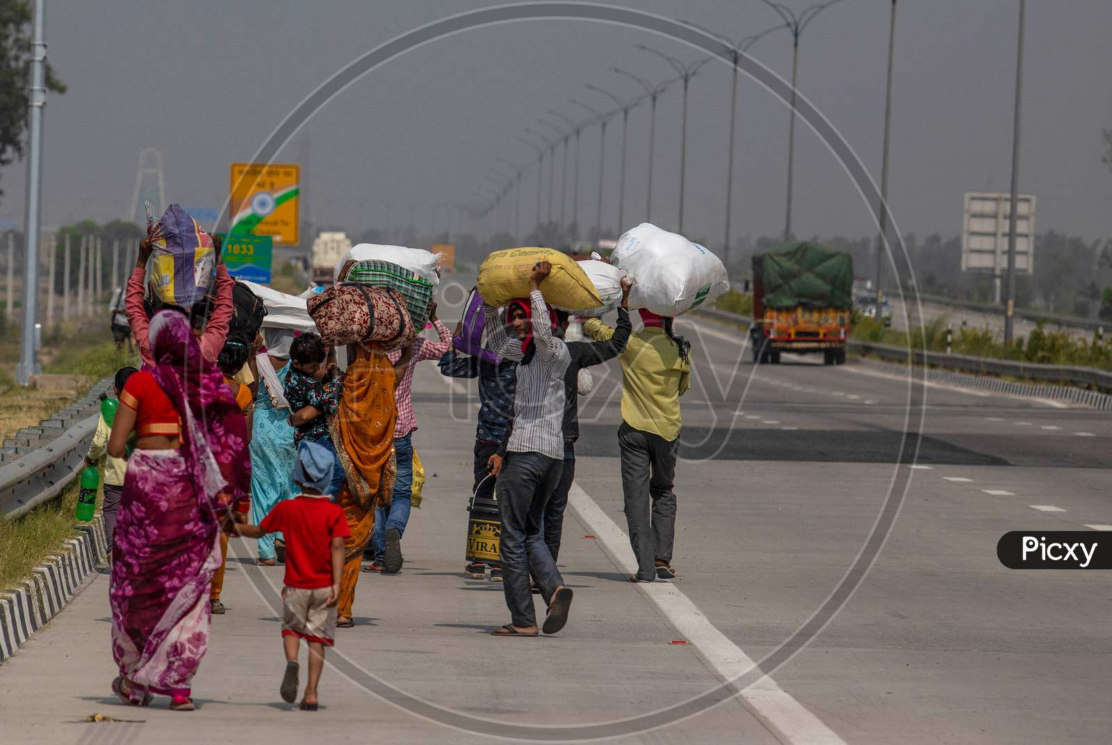 Migrant Workers With Their  Families  Returning To Their Villages In  Bihar During An Extended Nationwide Lockdown To Slow The Spread Of The Coronavirus Disease, In Sonipat, Haryana On May 19,2020.
