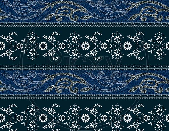 Seamless Paisley Border With Floral Border Background