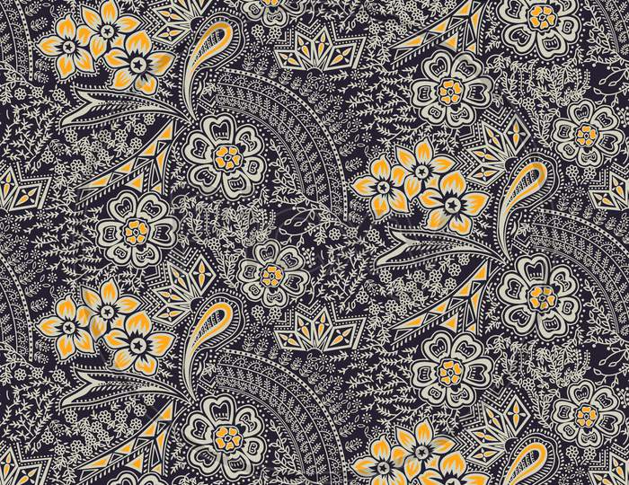 Seamless Traditional Silk Design Flower Pattern Background