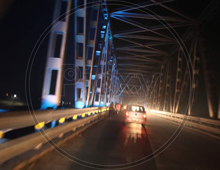 Vehicles moving on a Bridge in Varanasi