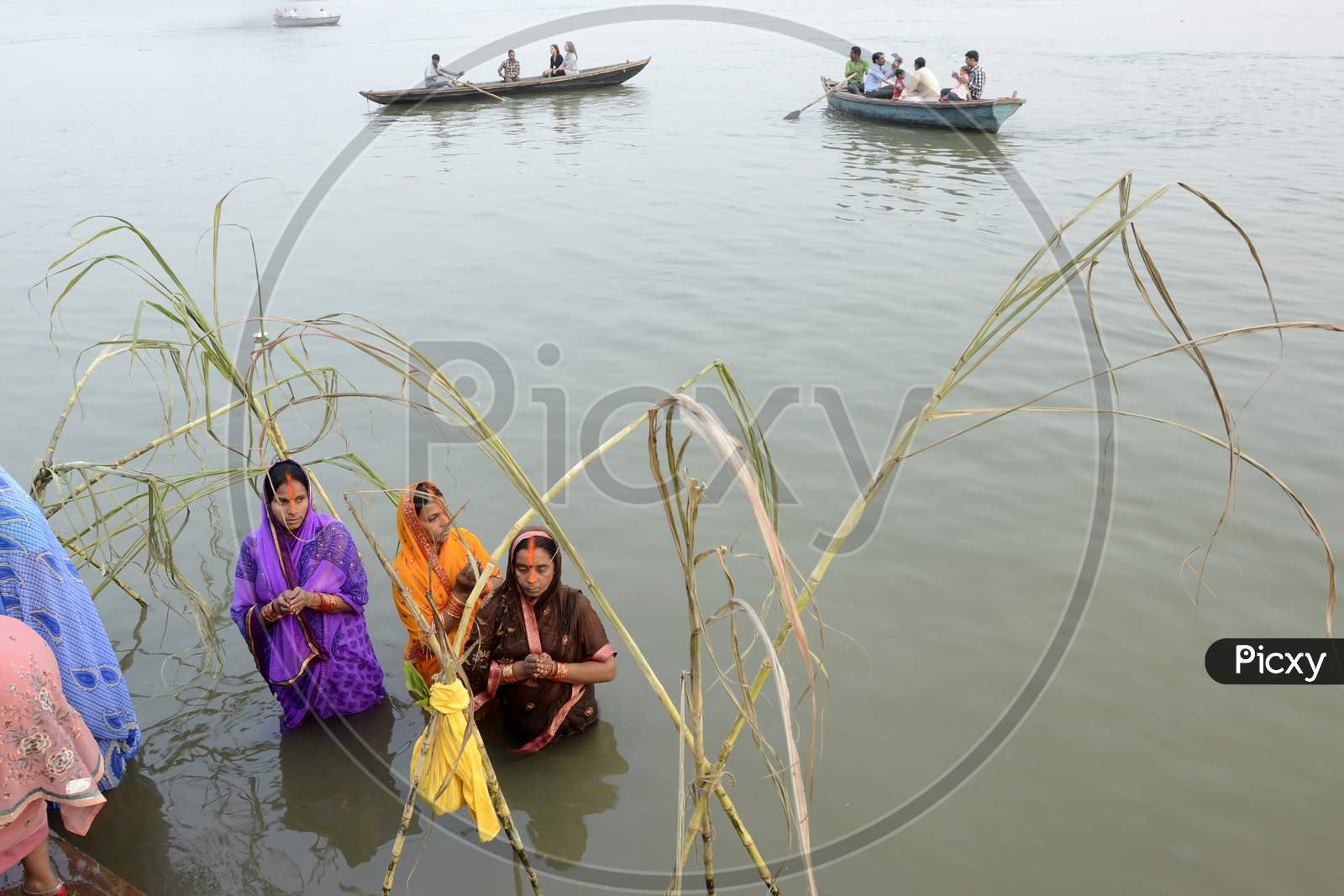 chaath puja festival and colourful devotees
