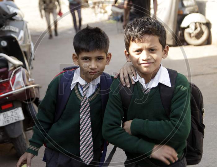Portrait of an Indian Kids in School Dress