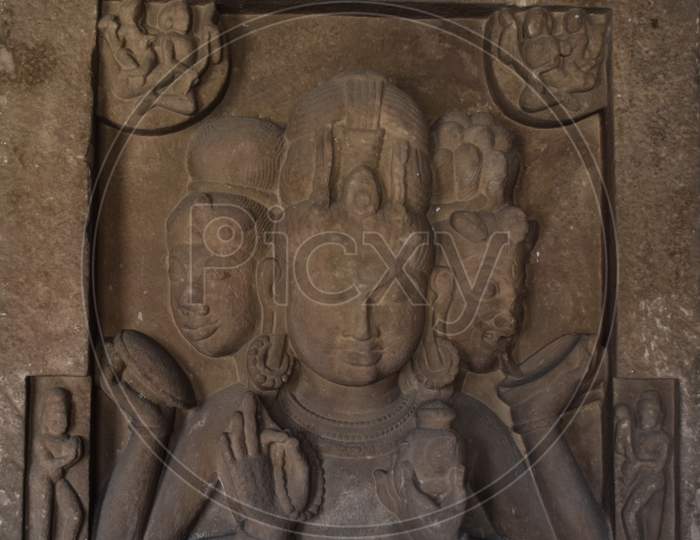 Gwalior, Madhya Pradesh/India - March 15, 2020 : Statue Of Three Headed Women
