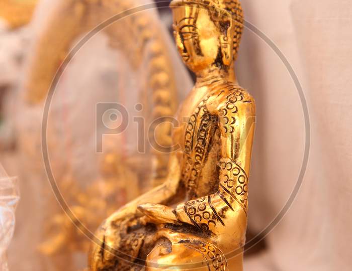 Selective Focus on Lord Buddha Idol