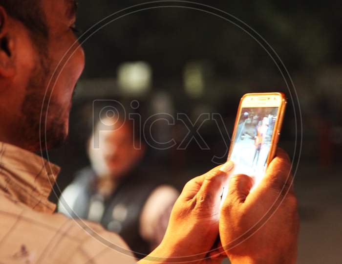 Close up shot of a Person using a Mobile or Smartphone