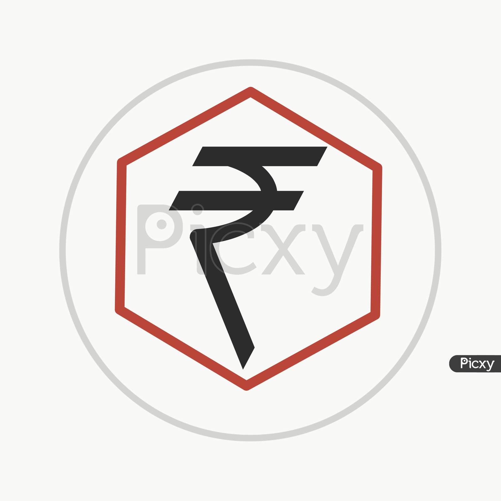 rupee sign red