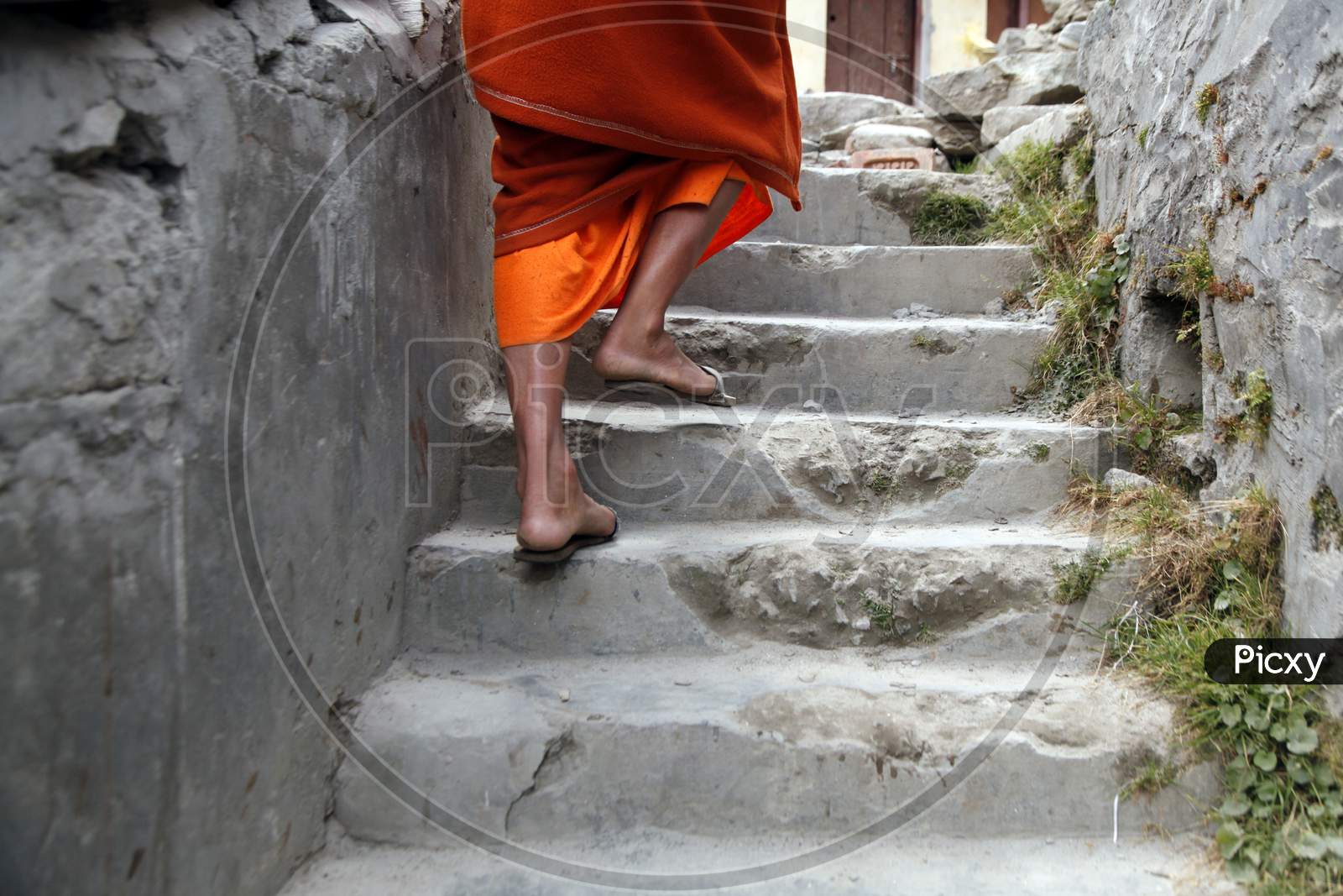 Close up shot of an Indian Hindu Sadhu or Baba's Feet