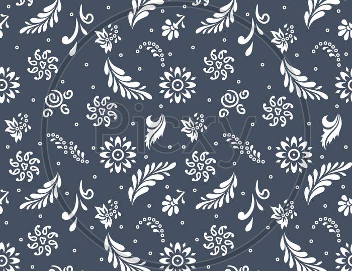 Seamless Floral Design With Grey Background
