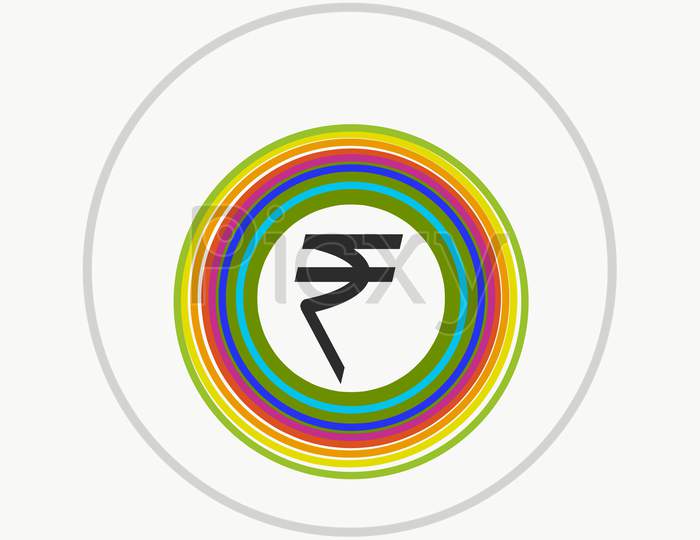 Black Color Rupee Sign In Colorful Circle