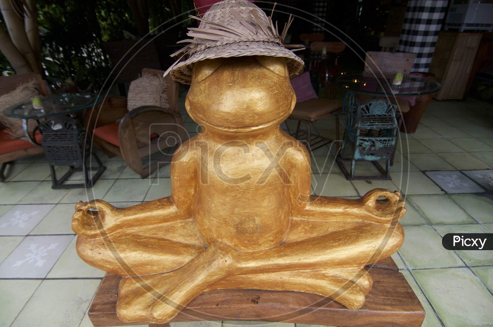 Golden Frog Statue In A Meditating Pose