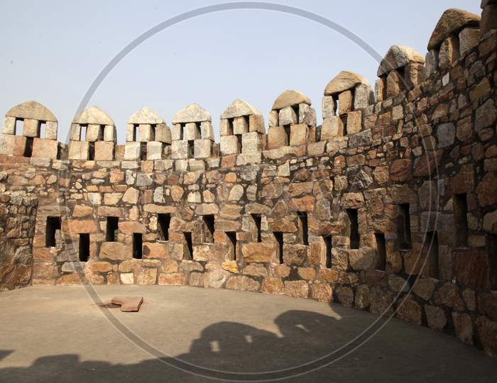 Walls in Tughlakabad Fort  in New Delhi