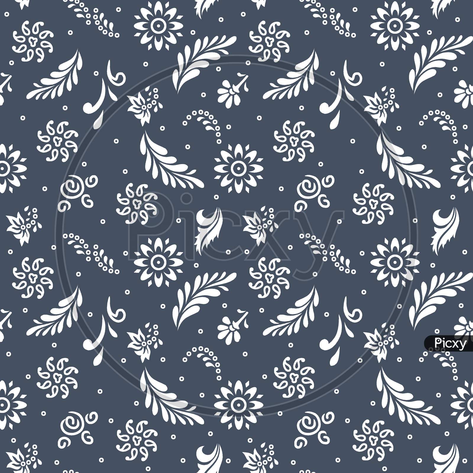 Seamless Floral Design With Grey Background