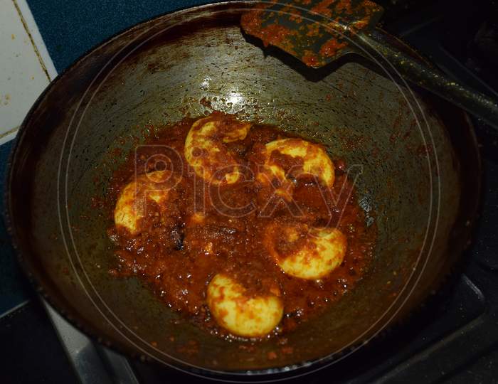 Making of Indian Masala Egg Curry