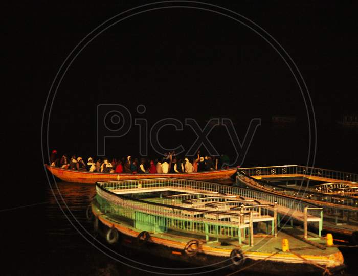 Parked Boats in River Ganga in Varanasi