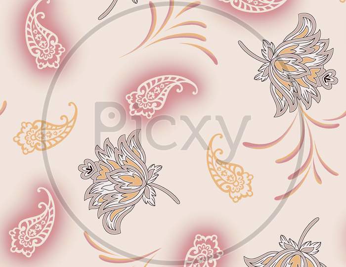 Paisley Allover With Flower Background
