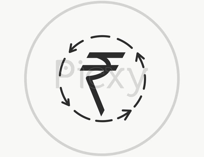 Black Color Rupee Sign In The Circle