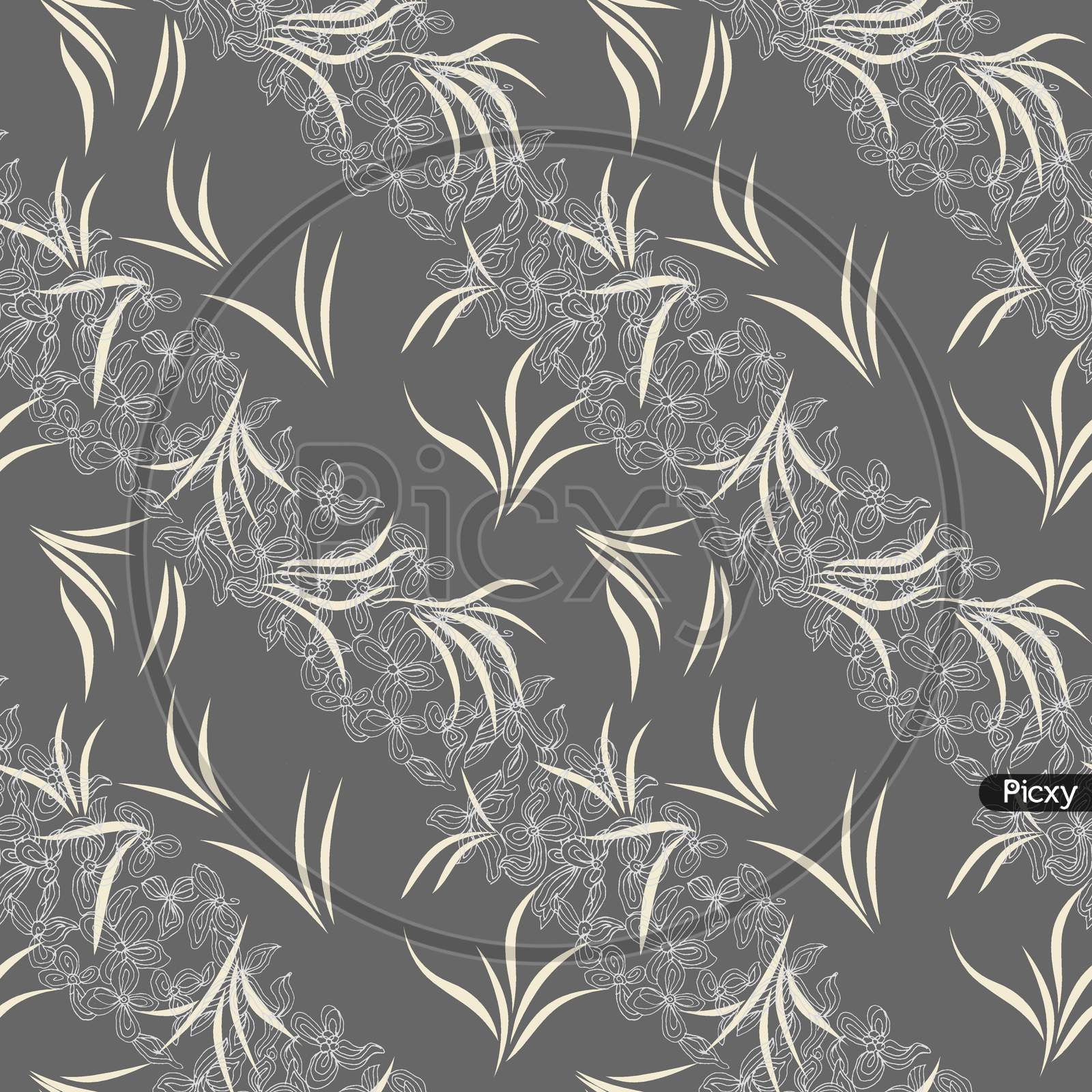 Seamless Floral Design With Grey Color