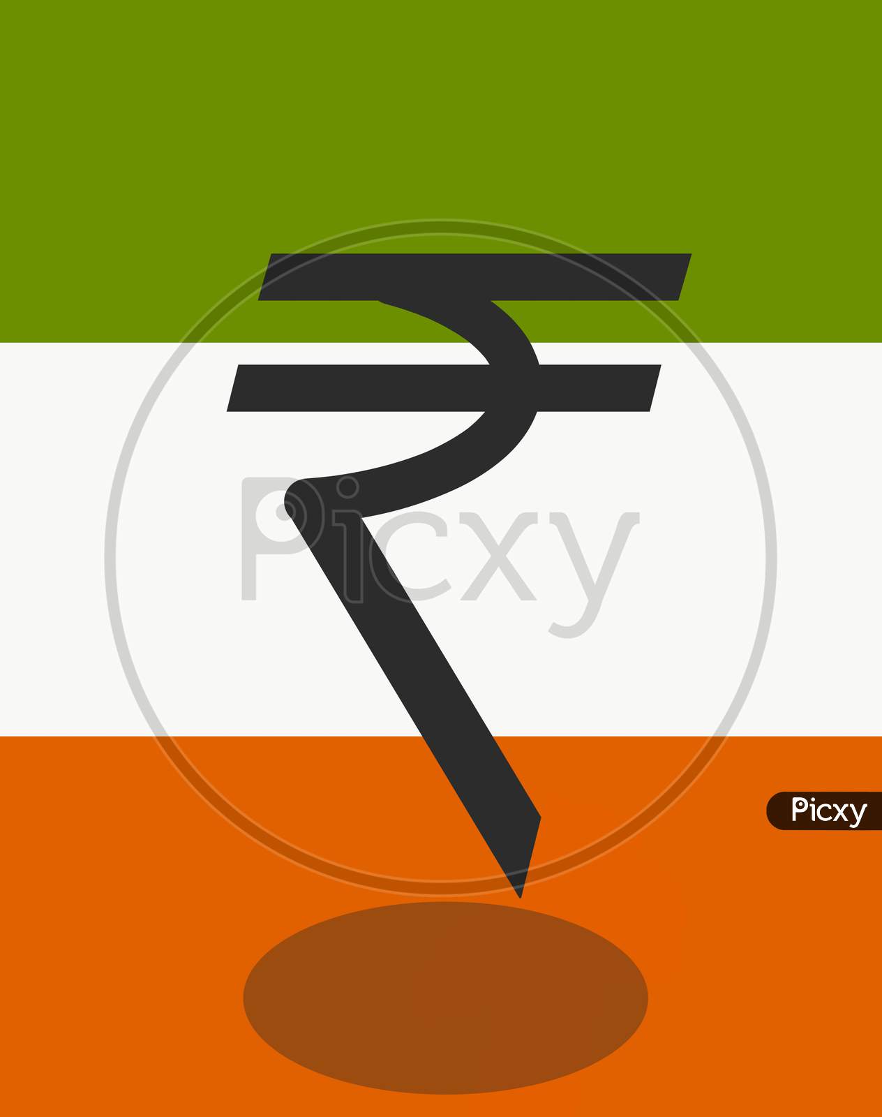Black Rupee Sign With Indian Flag In Background