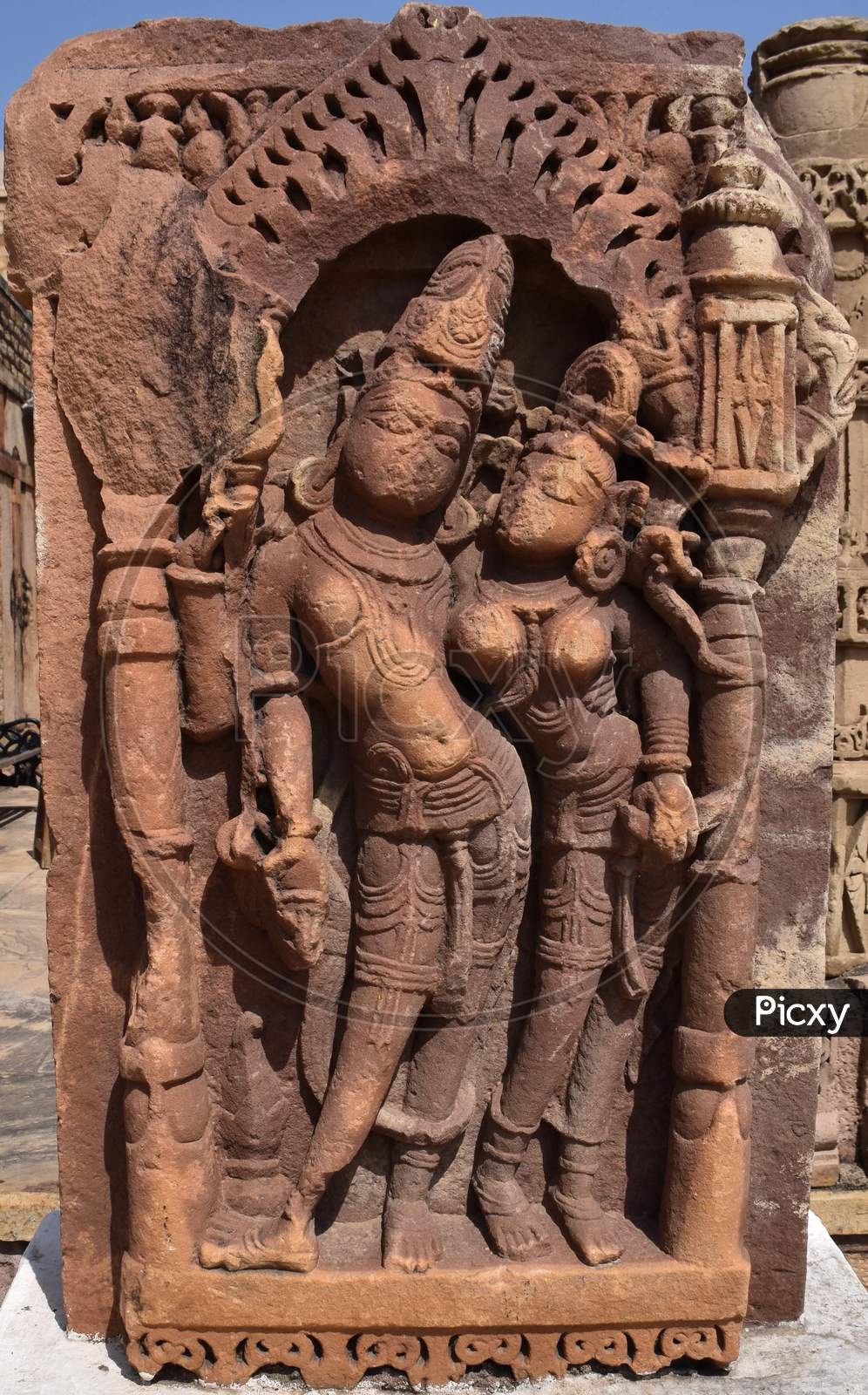 Gwalior, Madhya Pradesh/India - March 15, 2020 : Sculpture Of Uma-Maheshwar Built In 13Th Century A.D.