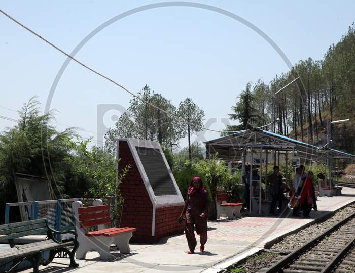 People waiting for Train in A Railway Station in Himachal Pradesh