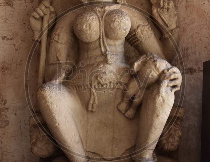 Gwalior, Madhya Pradesh/India - March 15, 2020 : Sculpture Of Ambika, Built In 7-8Th Century A.D.