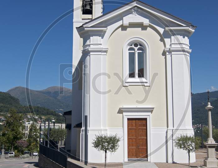 Church Of Porza Village In Switzerland