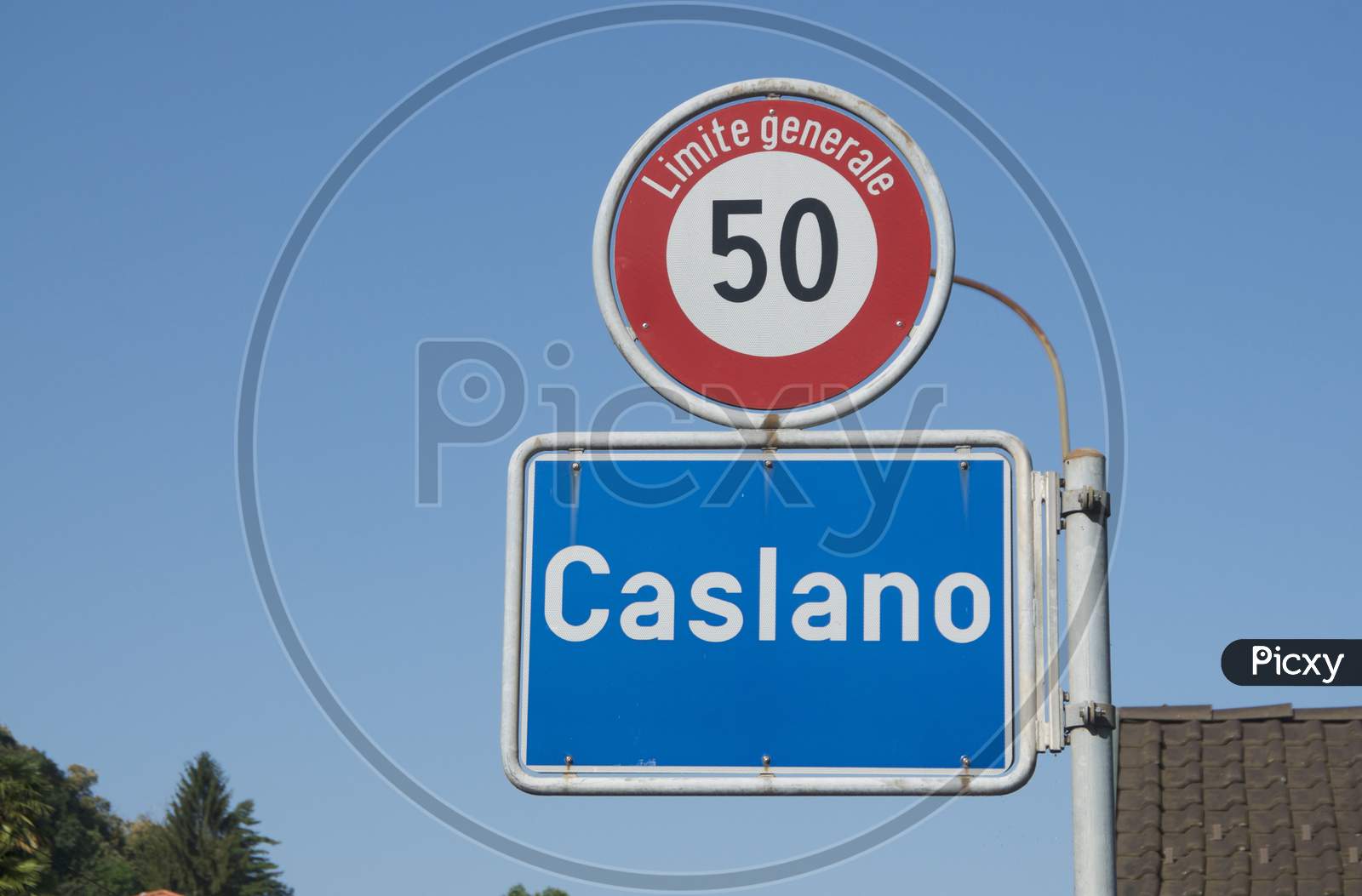 Caslano Road Sign With 50Km Speed Limit