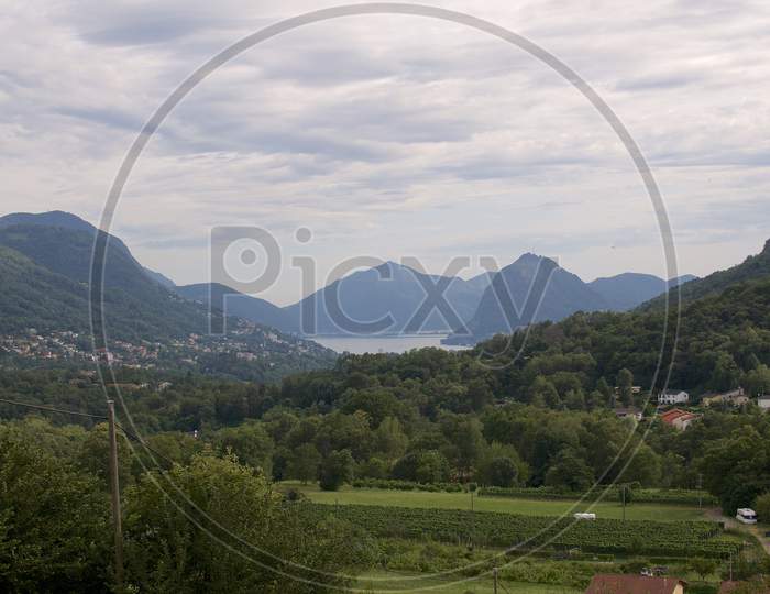 Panoramic View Over Capriasca Valley And Lugano Lake