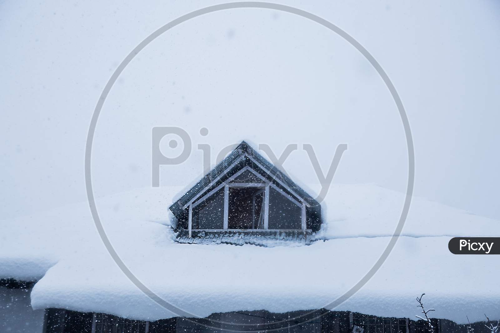 Winter House Covered With Layers Of Snow, Close-Up, Snowfall - Image