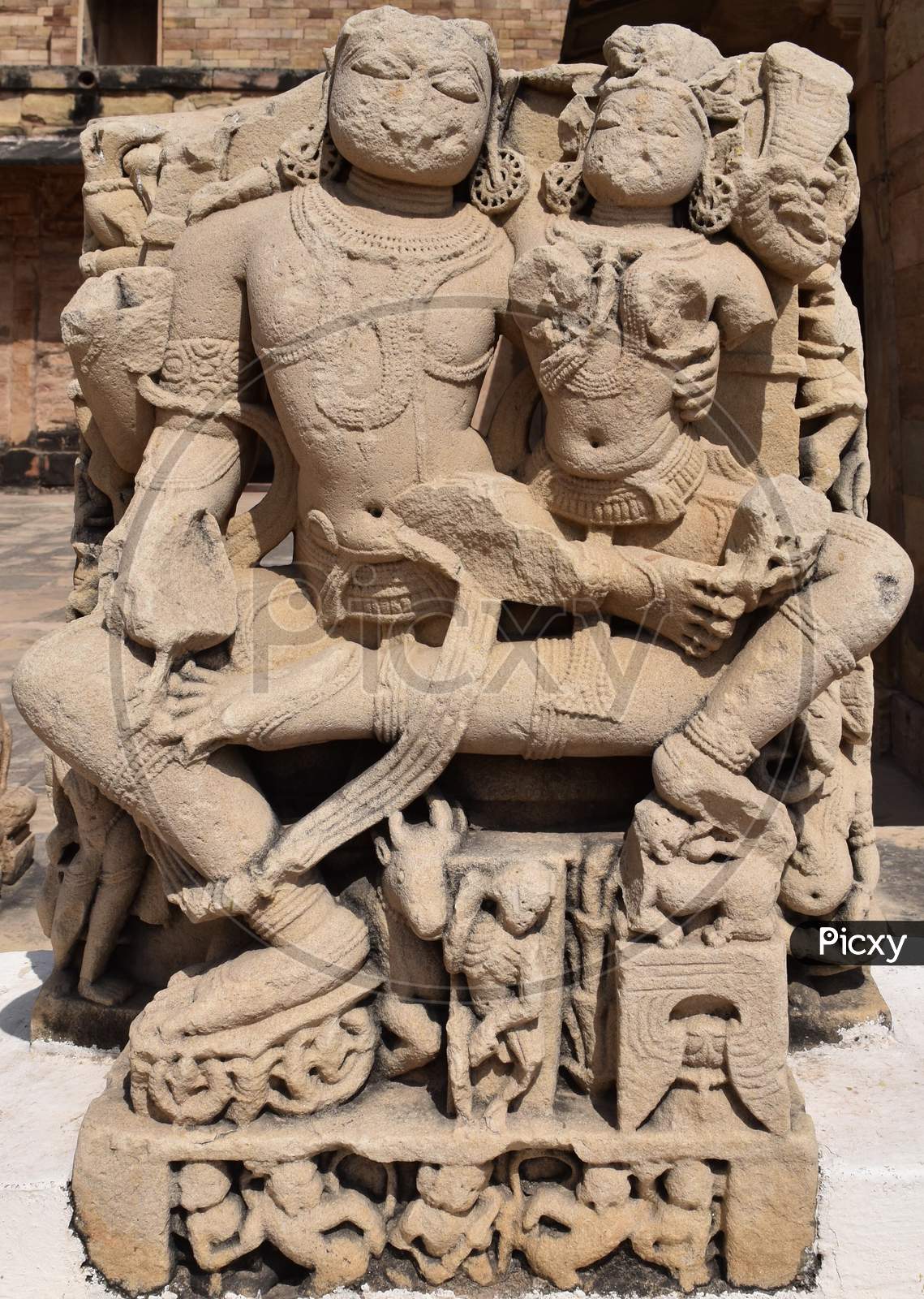 Gwalior, Madhya Pradesh/India - March 15, 2020 : Sculpture Of Shiva-Parvati Built In 12-13Th Century A.D.