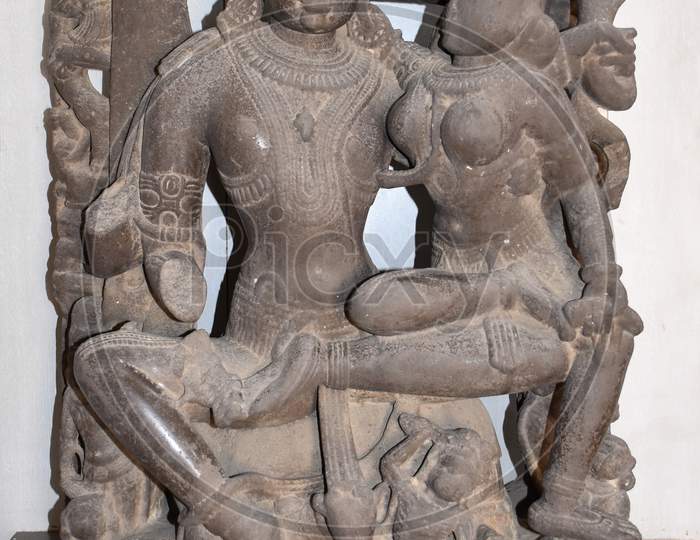 Gwalior, Madhya Pradesh/India - March 15, 2020 : Sculpture Of Shiva-Parvati Built In 12Th Century A.D.