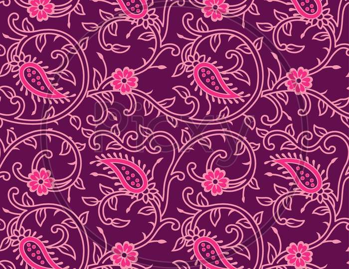 Seamless Paisley Floral Border Background