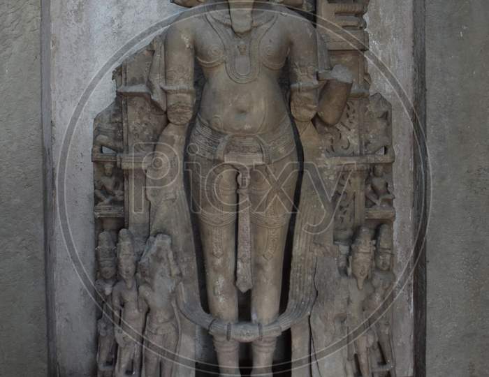 Gwalior, Madhya Pradesh/India - March 15, 2020 : Sculpture Of Brahma Built In !3Th Century A.D.
