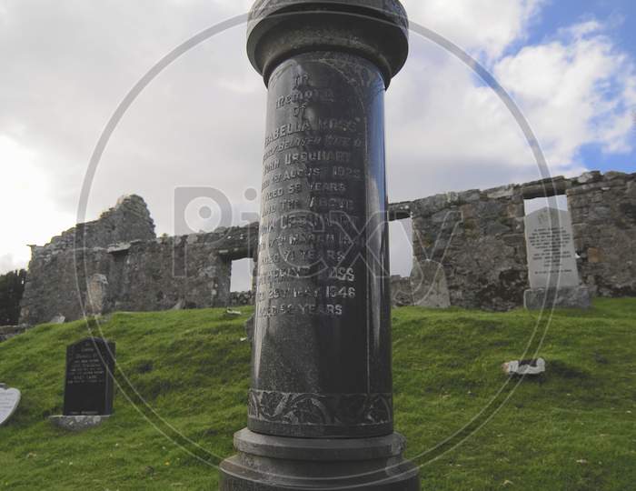 A Memorial Pillar Of The Cemetery Of The Cill Chriosd Church On The Isle Of Skye