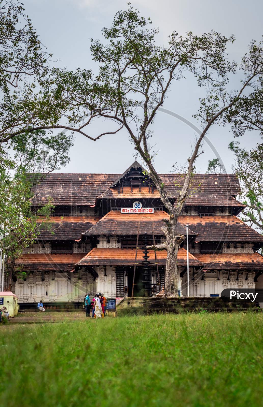 Sri Vadakkumnatha Temple Front View With Green Grass