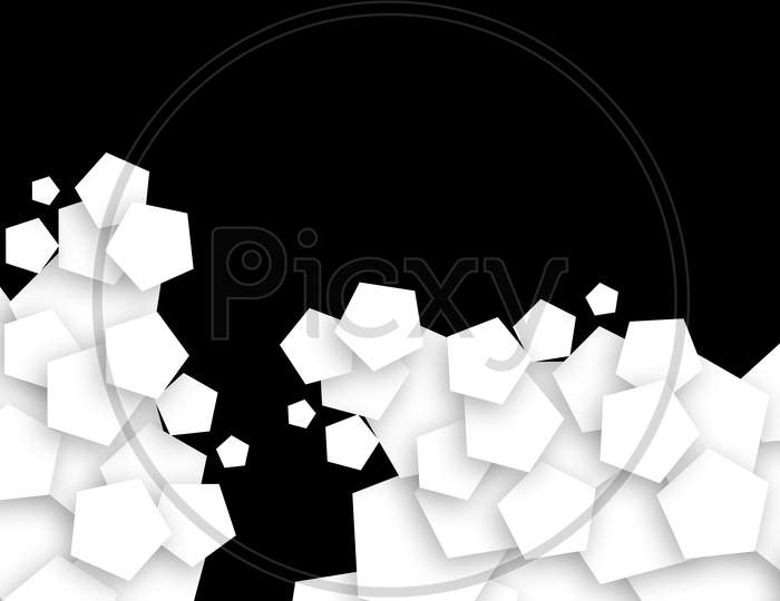 Pentagon Shape Fractal Design Soft Shadow On Black Backgrond Stock Photofractal, Pentagon - Shape, Abstract, At The Edge Of, Black And White