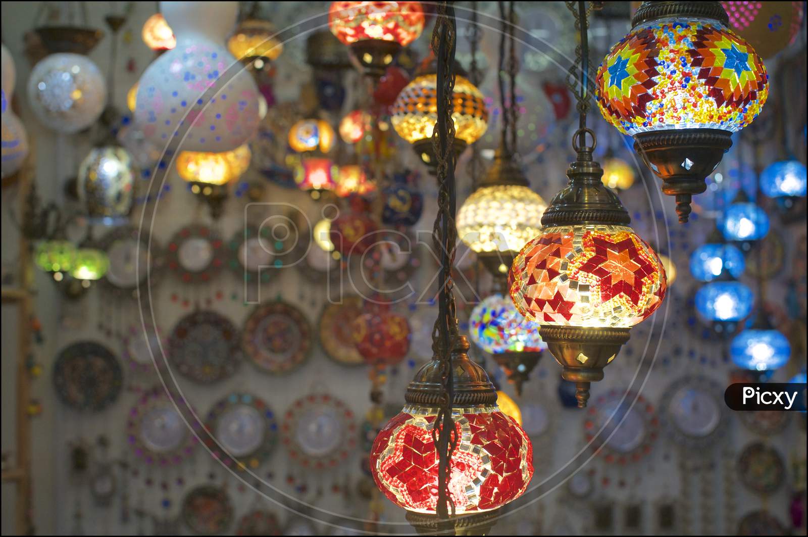 Picture Of Illuminated Arabic Mosaic Lanterns