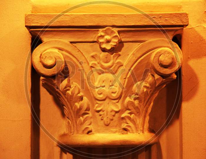 A hand-carved pillar