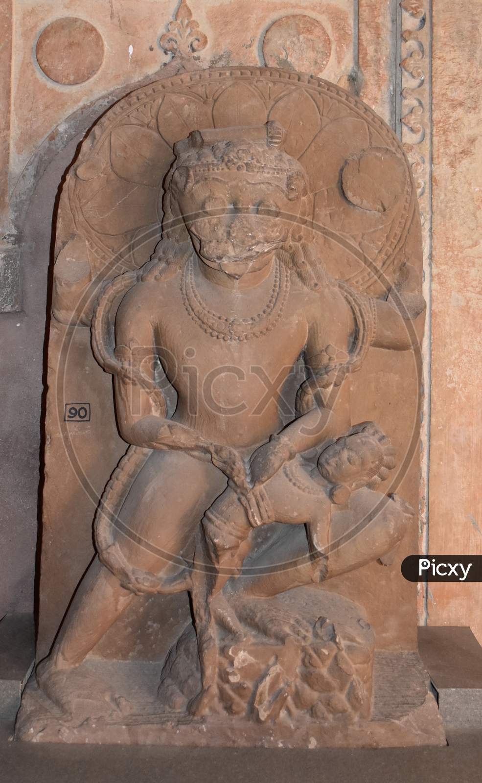 Gwalior, Madhya Pradesh/India - March 15, 2020 : Sculpture Of Narsinha Built In 13Th Century A.D.