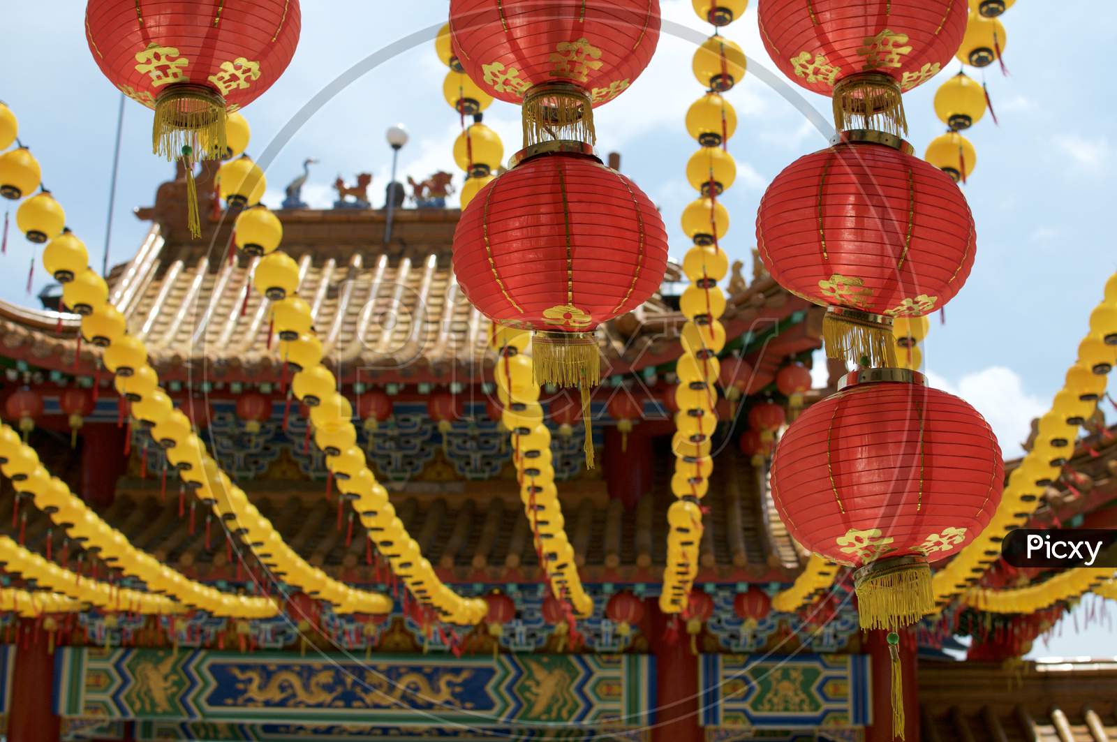 Chinese Red Paper Lantern At Thean Hou Temple