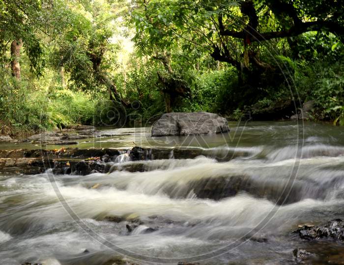 Stream Of Water Flowing In The Tropical Forests