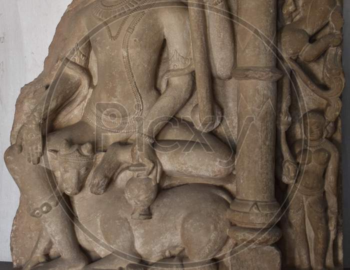 Gwalior, Madhya Pradesh/India - March 15, 2020 : Sculpture Of Shiva Veenadhar Built In 13Th Century A.D.