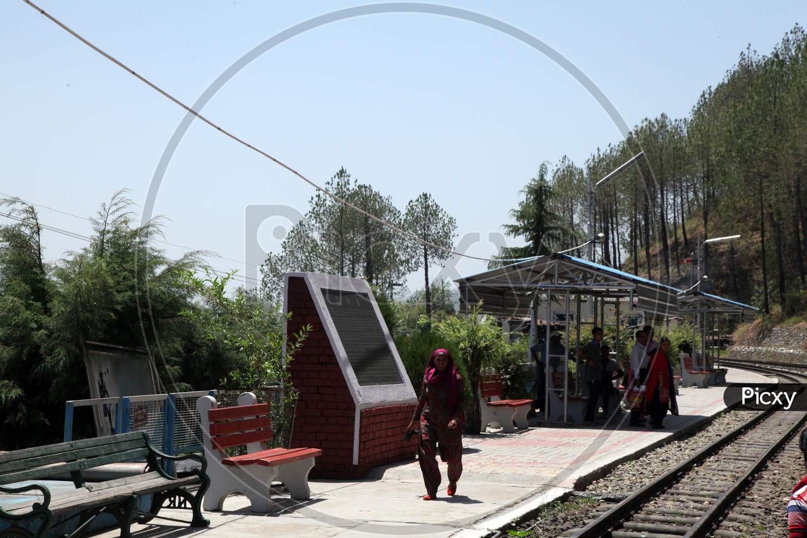 People waiting for Train in A Railway Station in Himachal Pradesh