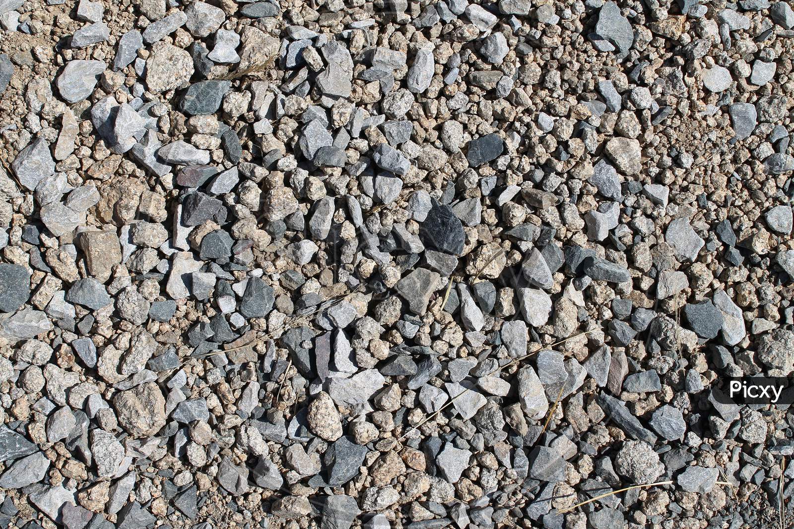 Image of Detailed close up view on pebbles and stones on a gravel ...