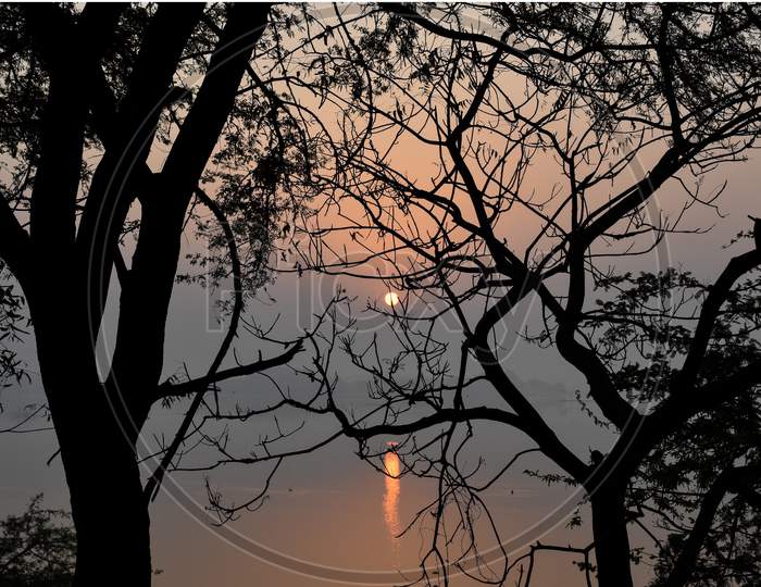 Sun Rise At Thol Wildlife Sanctuary