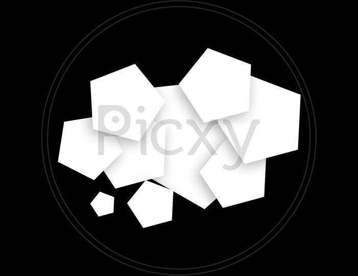 Pentagon Shape Cloud Design Soft Shadow On Black Stock Photo Black And White, Black Background, Abstract, At The Edge Of, Backgrounds