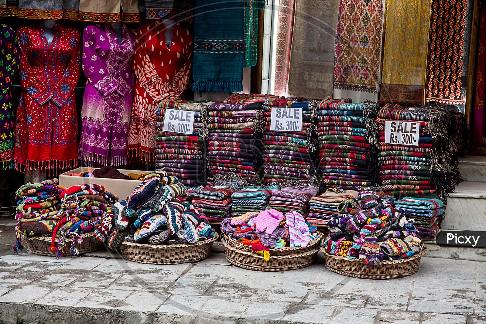 Woolen Handmade Traditional Winter Cloths Outside The Shop For Sale At Mall Road, Manali. Local Street Baazar Market - Image