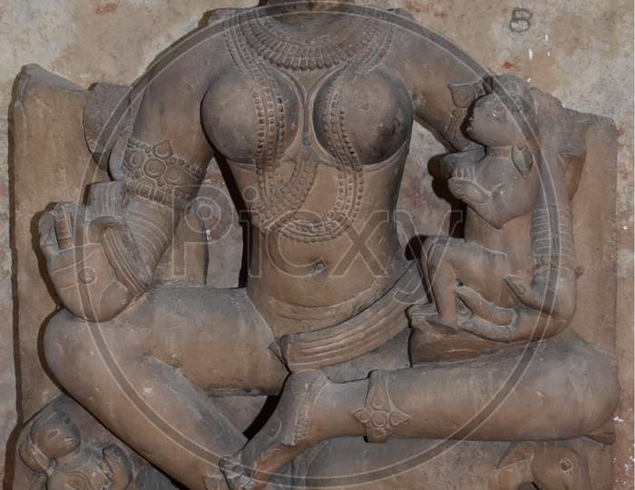 Gwalior, Madhya Pradesh/India - March 15, 2020 : Sculpture Of Uma Built In 13Th Century A.D.